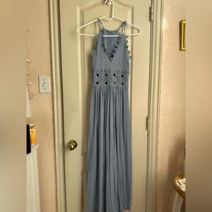Lulu's Blue Lace Detail Maxi Dress